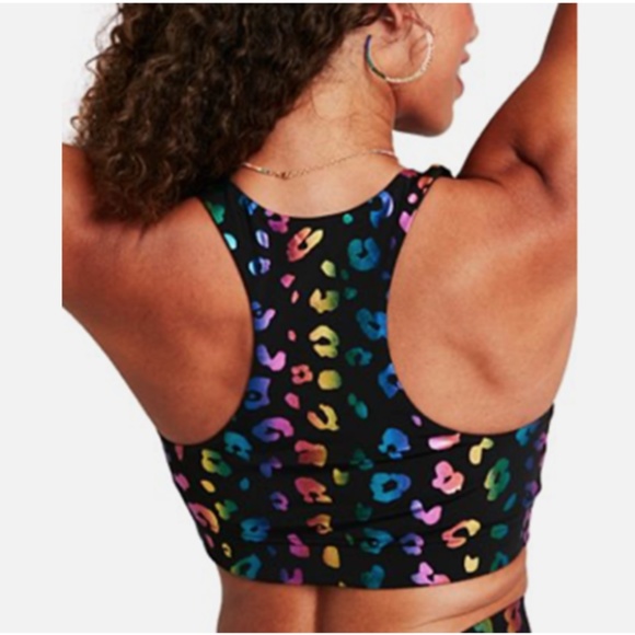 TEREZ Women's Metallic-Print Medium-Impact Sports Bra 8731 Blk/Multi NWT $70 - Picture 2 of 2